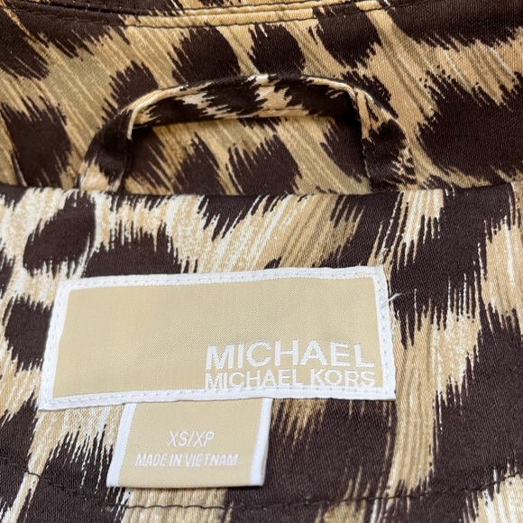 Michael Kors Animal Print Trench Coat size XS Removable Liner Button Front Belt - Picture 9 of 13